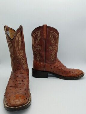 Anderson Bean Brown Ostrich Leather Western Boots
